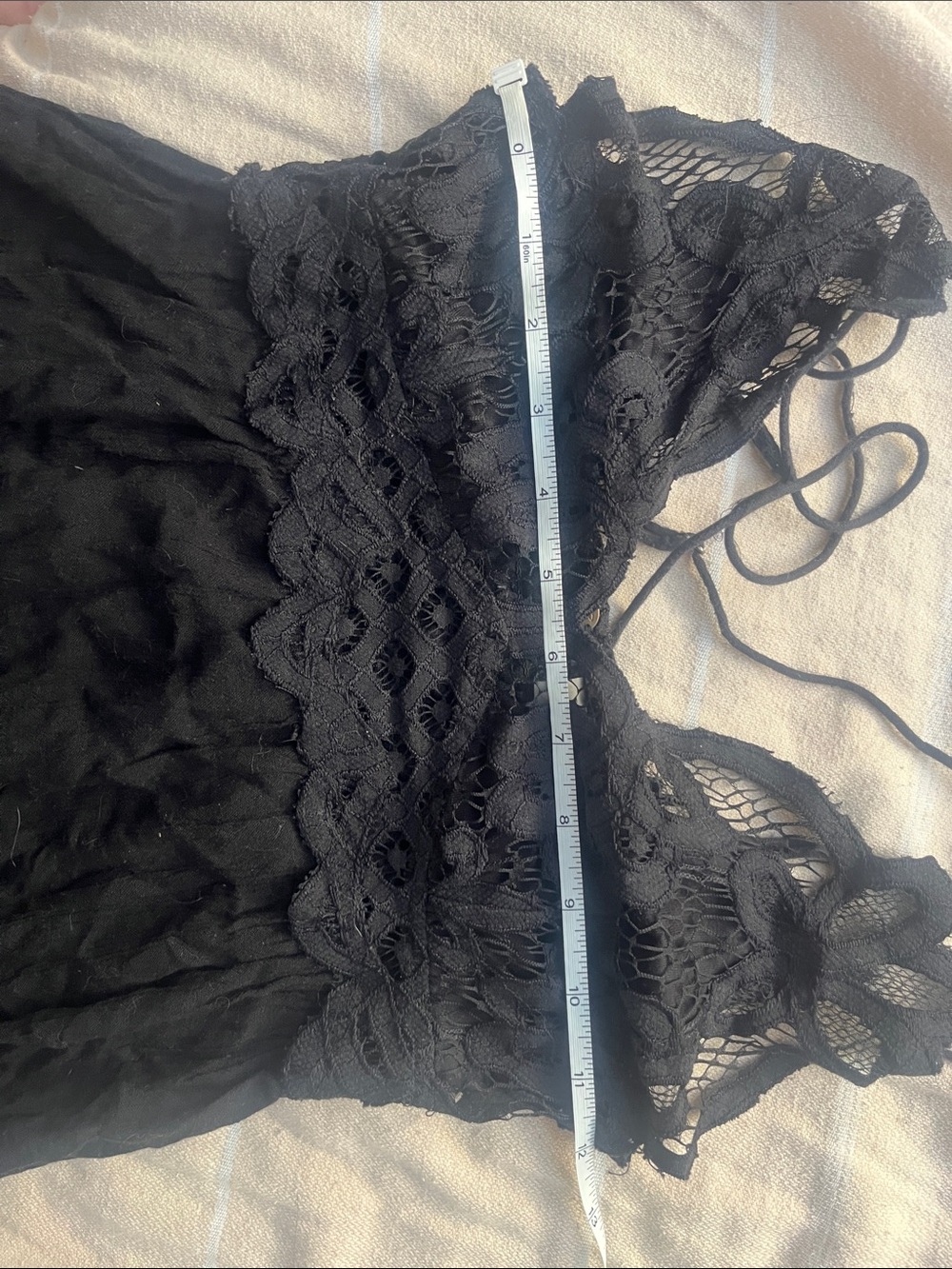 Free People Adella Black Lace-Trim Mini Dress - Picture 14 of 15